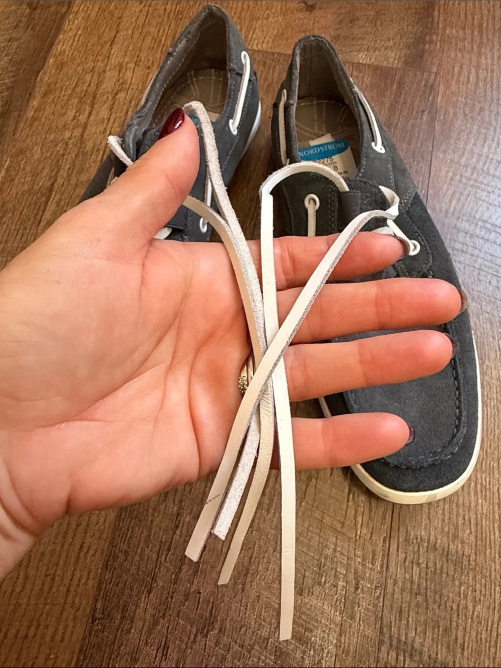 Steve Madden Men's Charcoal Suede Boat Shoes with White Laces